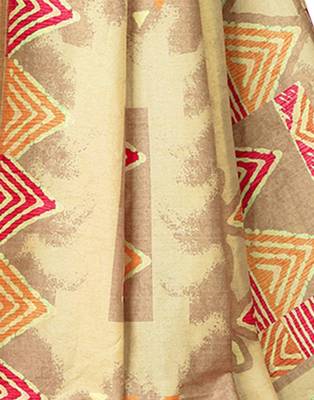 Brown printed silk saree with blouse 4