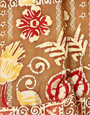Brown printed silk saree with blouse 4