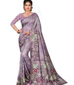 Multicolor printed silk saree with blouse