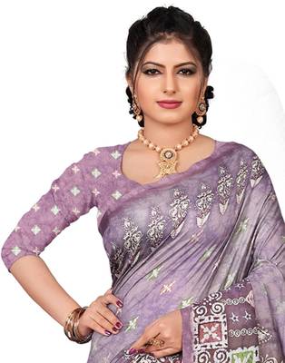 Multicolor printed silk saree with blouse 2