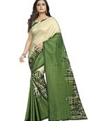 Cream printed silk saree with blouse