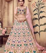 Pink Plain
 Silk Unstitched Lehenga