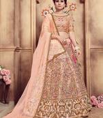 Peach Plain
 Silk Unstitched Lehenga