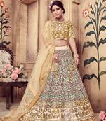 Beige Plain
 Silk Unstitched Lehenga