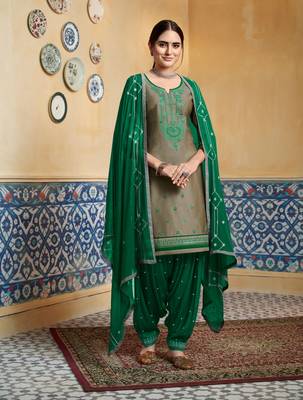 Dark Grey Embroidered Satin Salwar 1