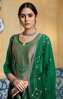Dark Grey Embroidered Satin Salwar 2