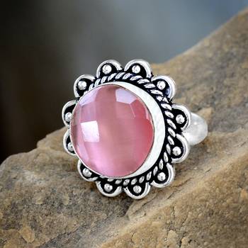 Pink Cat'S Eye Rings 3