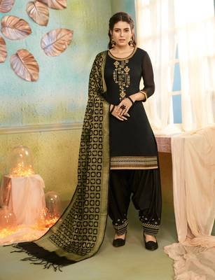 Black Embroidered Chanderi Silk Salwar 1