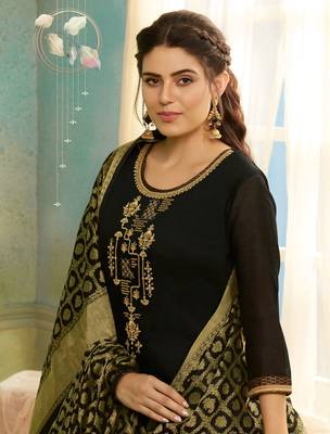 Black Embroidered Chanderi Silk Salwar 2