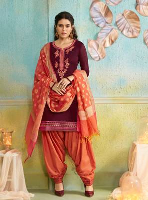 Purple Embroidered Chanderi Silk Salwar 1