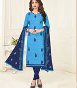 Sky-blue embroidered jacquard salwar