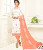 White embroidered jacquard salwar