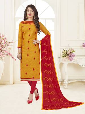 Orange embroidered jacquard salwar 1