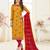 Orange embroidered jacquard salwar