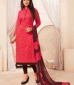 Pink embroidered raw silk salwar