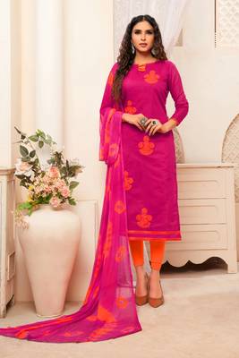 Pink embroidered raw silk salwar 1