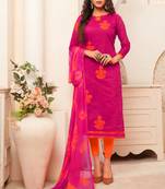 Pink embroidered raw silk salwar