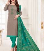 Grey embroidered faux cotton salwar