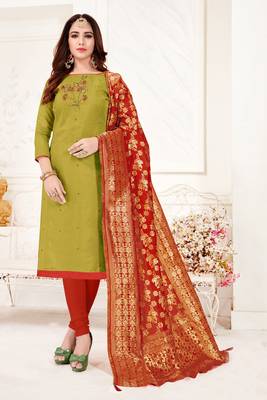 Mehendi embroidered faux cotton salwar 1