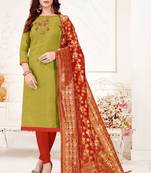 Mehendi embroidered faux cotton salwar
