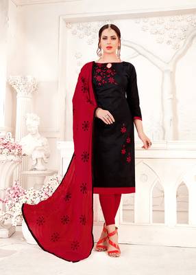Black embroidered cotton poly salwar 1