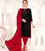 Black embroidered cotton poly salwar