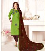 Light-green embroidered cotton poly salwar
