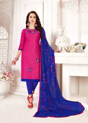 Pink embroidered cotton poly salwar 1