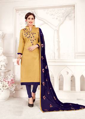 Cream embroidered cotton poly salwar 1