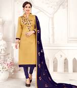 Cream embroidered cotton poly salwar