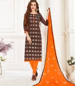 Brown embroidered banarasi brocade salwar