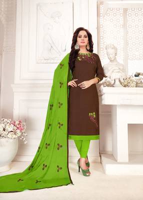 Brown embroidered cotton poly salwar 1
