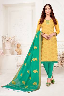 Yellow embroidered banarasi brocade salwar 1