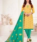 Yellow embroidered banarasi brocade salwar