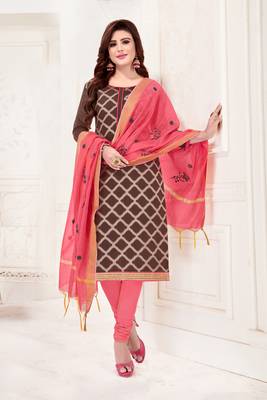 Brown embroidered banarasi brocade salwar 1