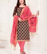 Brown embroidered banarasi brocade salwar