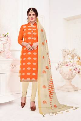 Orange embroidered banarasi brocade salwar 1