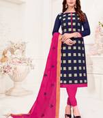 Navy-blue embroidered banarasi brocade salwar