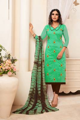 Light-green embroidered raw silk salwar 1