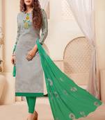 Grey embroidered raw silk salwar
