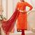 Orange embroidered raw silk salwar