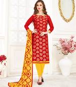 Red embroidered banarasi brocade salwar