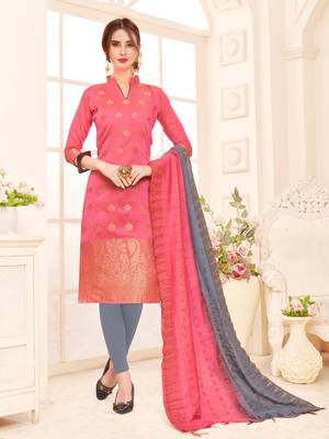 Pink embroidered banarasi silk salwar 1