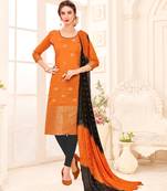 Orange embroidered banarasi silk salwar