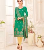 Green embroidered banarasi silk salwar