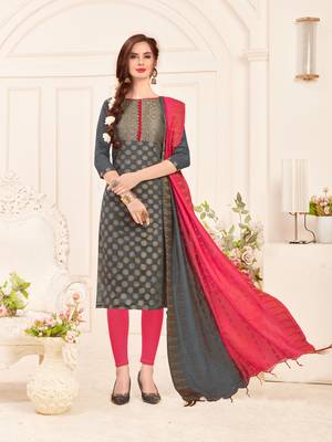 Grey embroidered banarasi silk salwar 1