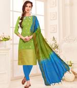 Green embroidered banarasi silk salwar