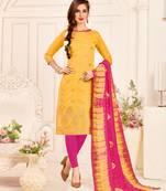 Yellow embroidered banarasi silk salwar