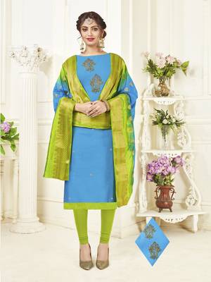 Sky-blue embroidered cotton poly salwar 1