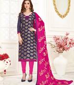 Dark-blue embroidered banarasi brocade salwar
